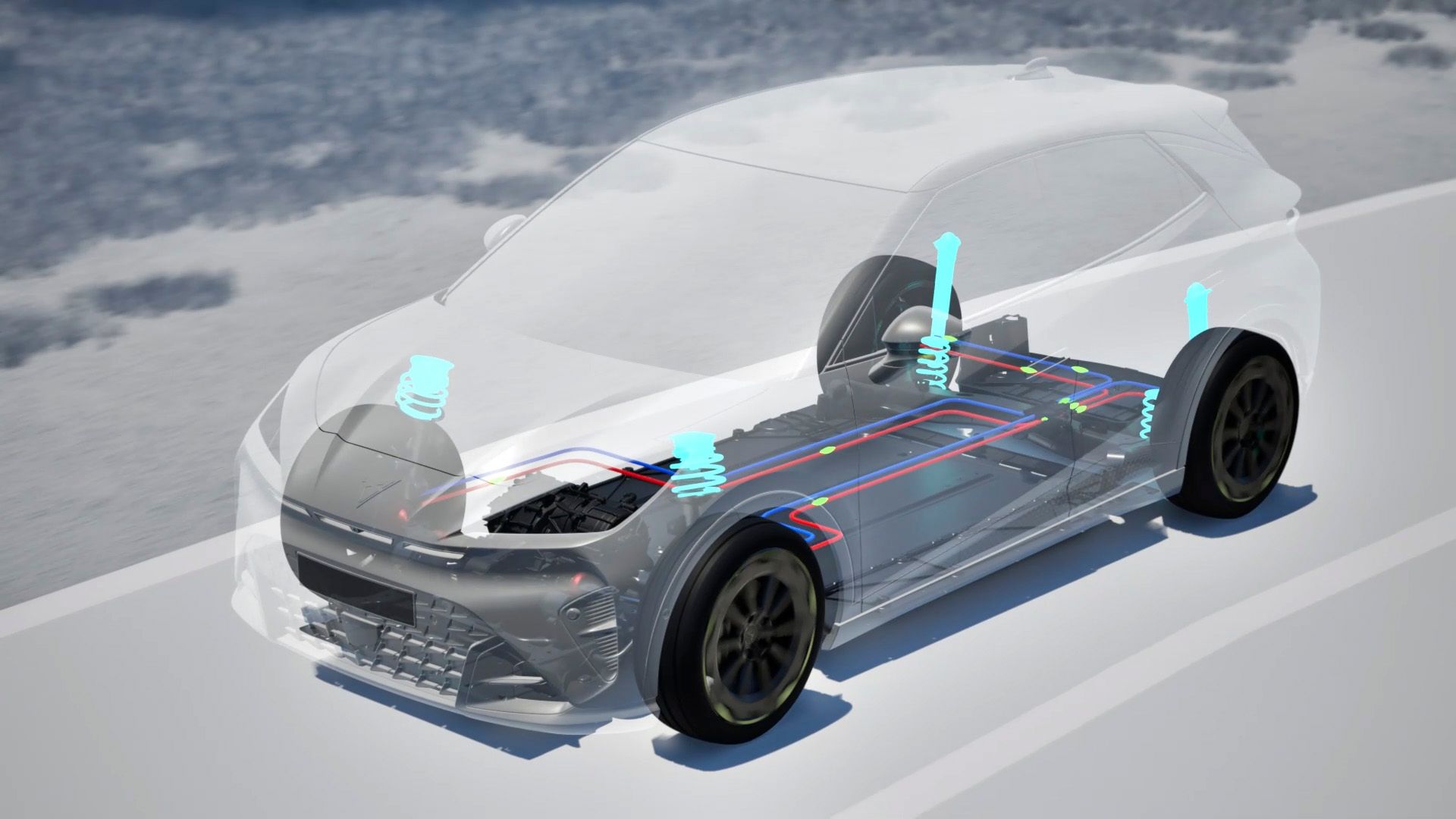 Außensicht des CUPRA Raval VZ, die die Rebel Pack-Funktionen wie DCC, Sport-Knuckles und e-VAQ zeigt.